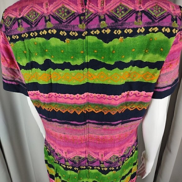 K.C. Spencer Vintage Multi Color Pattern Dress Size 12P - Picture 4 of 10